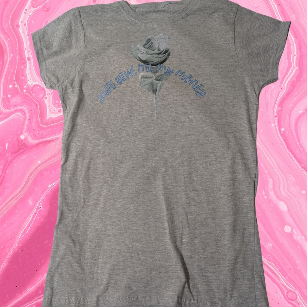 Gray Kids Shirt with Blue Rose Design